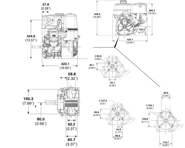 19N1320237H5CG7001 - 1450 OHV Engine - Crankshaft = 25.4mm (1