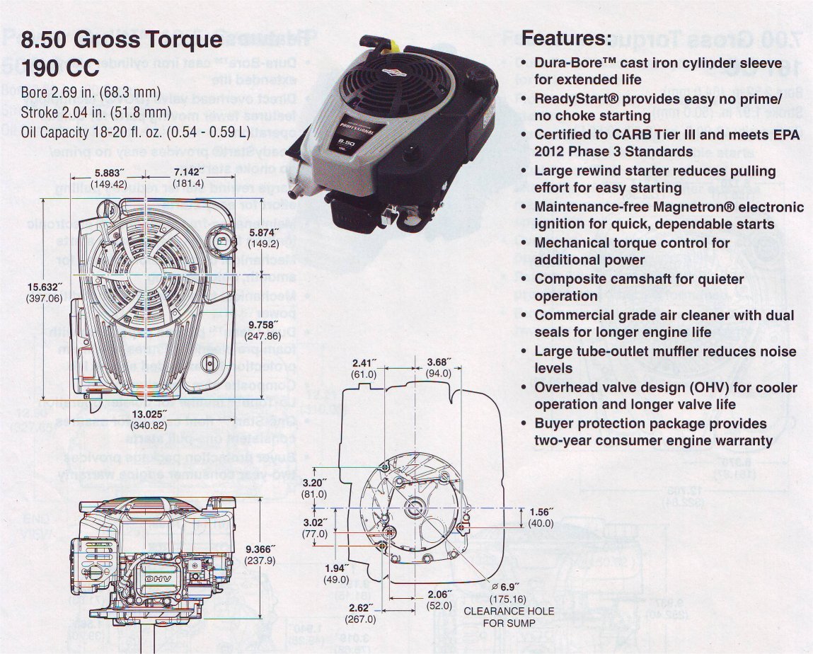 125P020012F1YY0001 - Briggs & Stratton 875EXi Series Engine - 22.2mm (7/8