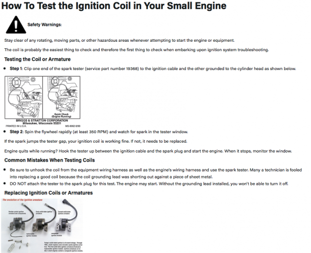 How to test and repair small engine ignition system problems? My